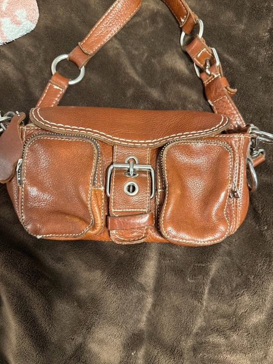Roots Handbags - Roots Chestnut Leather Shoulder Bag with Cream Interior -EMILY SMALL SATCHEL